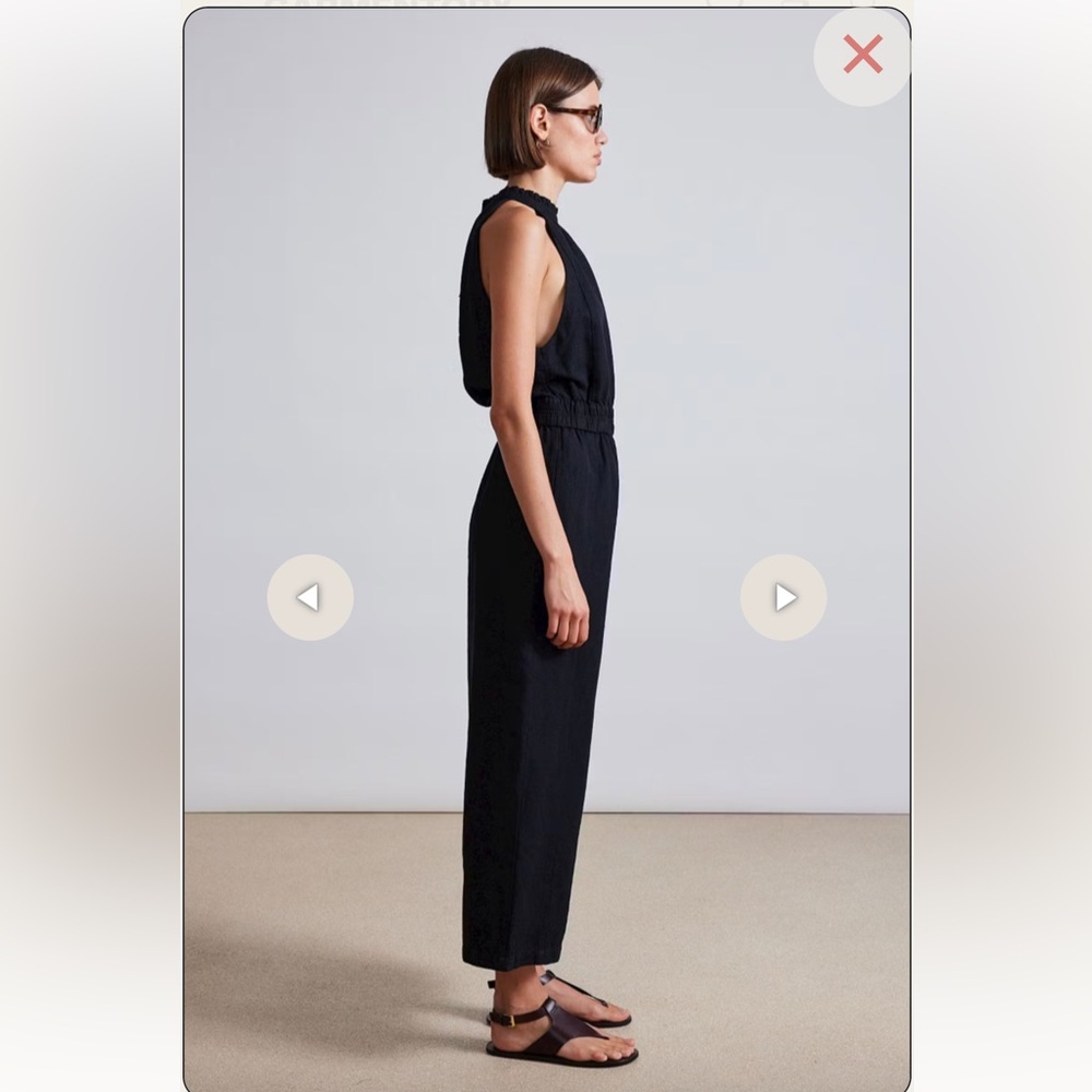 NWT Apiece Apart New Archer Jumpsuit in Black Linen & Organic Cotton Blend - Picture 3 of 13
